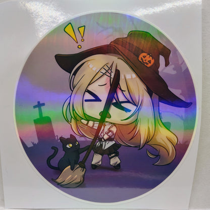 [OC] Crossia Thalius Halloween Witch Chibi Sticker! Water-Resistant Vinyl Waifu Anime Girl Sticker!