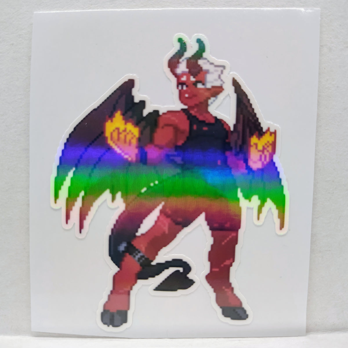 [OC] Wallie Crimson Pixel Art Demon Sticker! - Water-Resistant Vinyl Sticker!