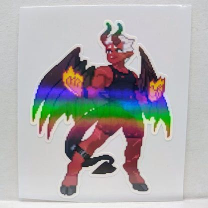 [OC] Wallie Crimson Pixel Art Demon Sticker! - Water-Resistant Vinyl Sticker!