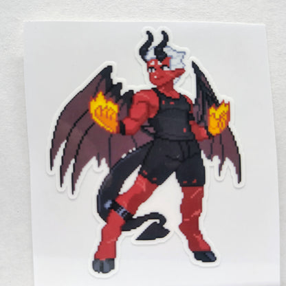 [OC] Wallie Crimson Pixel Art Demon Sticker! - Water-Resistant Vinyl Sticker!