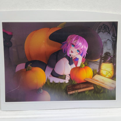 [OC] Halloween Pumpkin Witch Katie! Water-Resistant Vinyl Waifu Anime Girl Sticker!