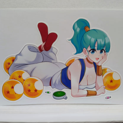 [Dragon Ball Z] Bulma & The Dragon Balls Fan Art Water-Resistant Vinyl Waifu Anime Girl Sticker Decal!