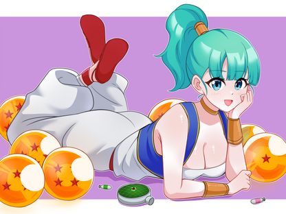 [Dragon Ball Z] Bulma & The Dragon Balls Fan Art Water-Resistant Vinyl Waifu Anime Girl Sticker Decal!