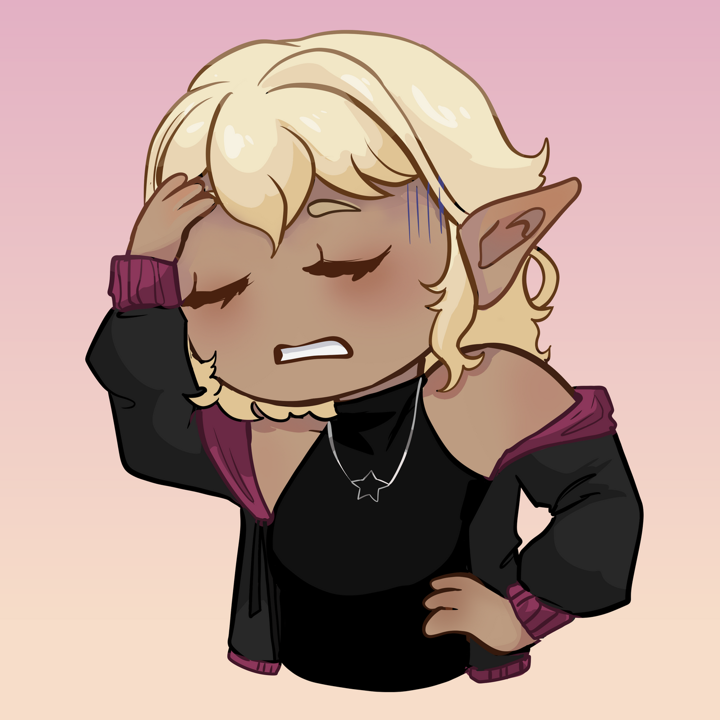 [OC] Selene X Chibi Sighing Sticker! - Water-Resistant Vinyl Sticker!