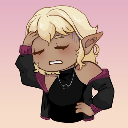 [OC] Selene X Chibi Sighing Sticker! - Water-Resistant Vinyl Sticker!