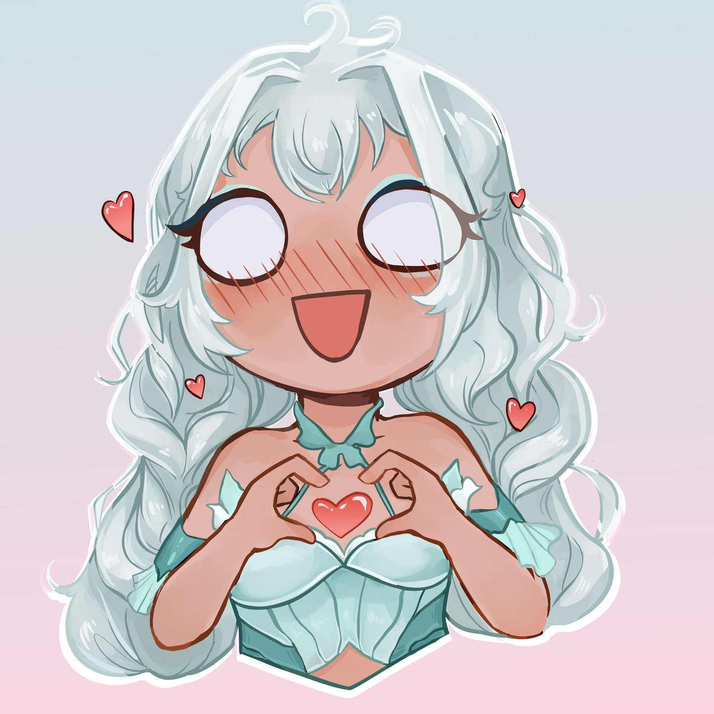 [OC] Rosileah Chibi Heart Sticker! Water-Resistant Vinyl Sticker!