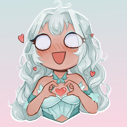 [OC] Rosileah Chibi Heart Sticker! Water-Resistant Vinyl Sticker!
