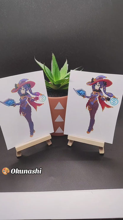 [Genshin Impact] Pixel Mona Fan Art Water-Resistant Vinyl Sticker! Fan-Made Merchandise!