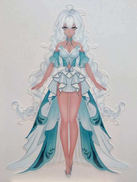 [OC] Rosileah the Winter Butterfly Anime Girl Sticker! Water-Resistant Vinyl Sticker!
